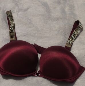 Victoria's Secret Deep Red Bra with Sparkling Straps